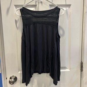 American Eagle Outfitters Black Lace Detail Tank Top L